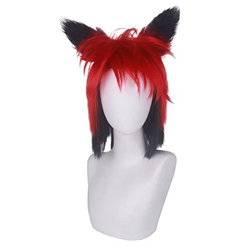 XehCaol Alastor Kostüm Hazbin Hotel Radio Dämon Perücke Wig Cosplay Uniform Halloween Outfits Anzug Komplettset für Erwachsene (Perücke, one size) von XehCaol