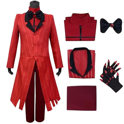 XehCaol Alastor Kostüm Hazbin Hotel Radio Dämon Perücke Wig Cosplay Uniform Halloween Outfits Anzug Komplettset für Erwachsene (alastor, M) von XehCaol