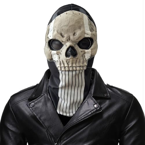 XehCaol Call of Duty Ghost Maske，Skelett Skull Maske COD Motorrad Sturmhaube Totenkopf S kimaske Halloween C osplay Männer Herren Mütze (plus long) von XehCaol