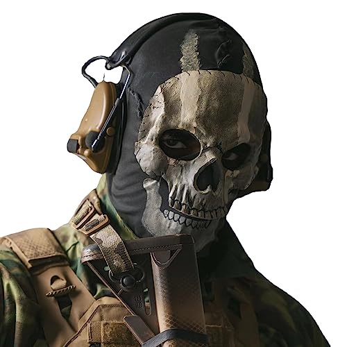 XehCaol Call of Duty Ghost Maske，Skelett Skull Maske COD Motorrad Sturmhaube Totenkopf S kimaske Halloween C osplay Männer Herren Mütze (short) von XehCaol