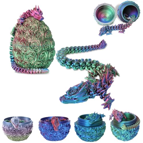 XehCaol Drachenei Drachenei mit Drache 3D Gedruckter Beweglicher Rose Drachen Spielzeug Ostern Geschenke Drachen Figuren Überraschung Easter Dracheneier Büros Wohnkultur (Style A-Blue and Purple) von XehCaol