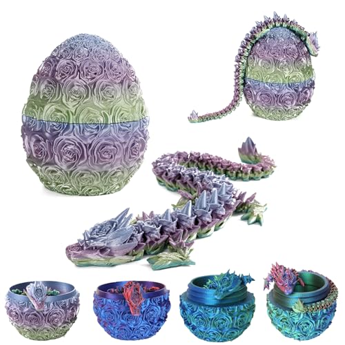 XehCaol Drachenei Drachenei mit Drache 3D Gedruckter Beweglicher Rose Drachen Spielzeug Ostern Geschenke Drachen Figuren Überraschung Easter Dracheneier Büros Wohnkultur (Style A-Light Purple) von XehCaol