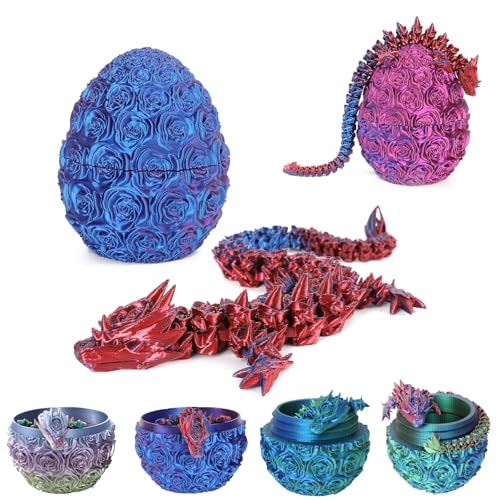 XehCaol Drachenei Drachenei mit Drache 3D Gedruckter Beweglicher Rose Drachen Spielzeug Ostern Geschenke Drachen Figuren Überraschung Easter Dracheneier Büros Wohnkultur (Style A-Purple) von XehCaol