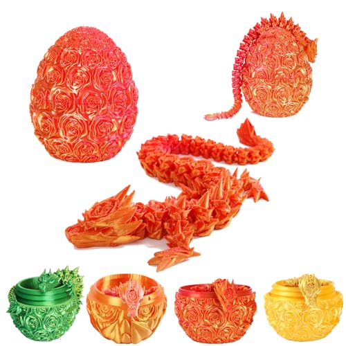 XehCaol Drachenei Drachenei mit Drache 3D Gedruckter Beweglicher Rose Drachen Spielzeug Ostern Geschenke Drachen Figuren Überraschung Easter Dracheneier Büros Wohnkultur (Style A-Red) von XehCaol