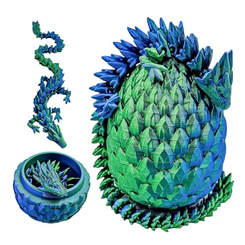 XehCaol Drachenei Drachenei mit Drache 3D Gedruckter Beweglicher Rose Drachen Spielzeug Ostern Geschenke Drachen Figuren Überraschung Easter Dracheneier Büros Wohnkultur (Style B-Blue and Green) von XehCaol