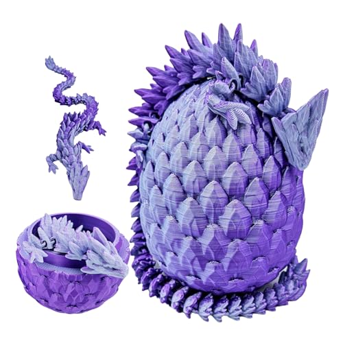 XehCaol Drachenei Drachenei mit Drache 3D Gedruckter Beweglicher Rose Drachen Spielzeug Ostern Geschenke Drachen Figuren Überraschung Easter Dracheneier Büros Wohnkultur (Style B-Purple) von XehCaol