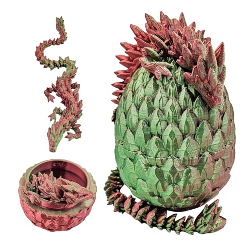 XehCaol Drachenei Drachenei mit Drache 3D Gedruckter Beweglicher Rose Drachen Spielzeug Ostern Geschenke Drachen Figuren Überraschung Easter Dracheneier Büros Wohnkultur (Style B-Red and Green) von XehCaol