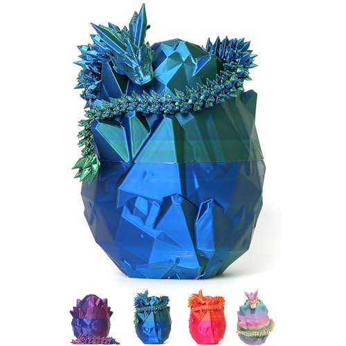 XehCaol Drachenei Drachenei mit Drache 3D Gedruckter Beweglicher Rose Drachen Spielzeug Ostern Geschenke Drachen Figuren Überraschung Easter Dracheneier Büros Wohnkultur (Style C-Blue) von XehCaol