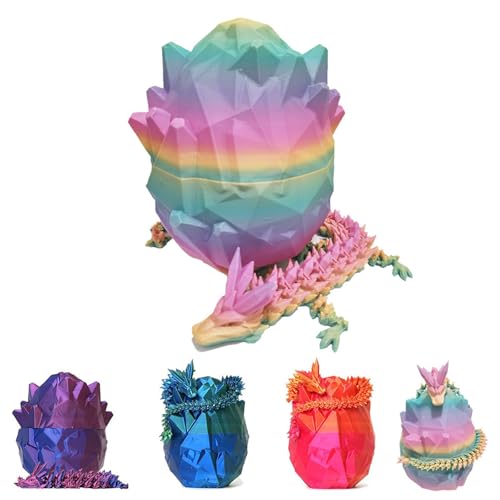 XehCaol Drachenei Drachenei mit Drache 3D Gedruckter Beweglicher Rose Drachen Spielzeug Ostern Geschenke Drachen Figuren Überraschung Easter Dracheneier Büros Wohnkultur (Style C-Colorful) von XehCaol