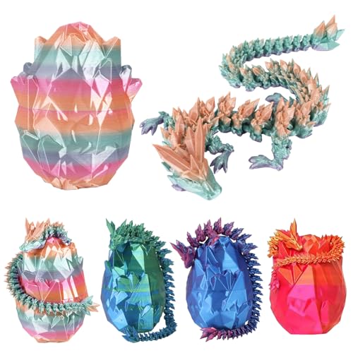 XehCaol Drachenei Drachenei mit Drache 3D Gedruckter Beweglicher Rose Drachen Spielzeug Ostern Geschenke Drachen Figuren Überraschung Easter Dracheneier Büros Wohnkultur (Style C-Colorful) von XehCaol