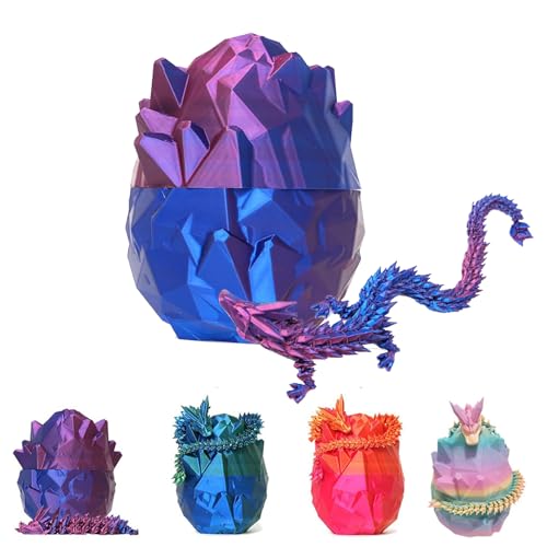 XehCaol Drachenei Drachenei mit Drache 3D Gedruckter Beweglicher Rose Drachen Spielzeug Ostern Geschenke Drachen Figuren Überraschung Easter Dracheneier Büros Wohnkultur (Style C-Purple) von XehCaol