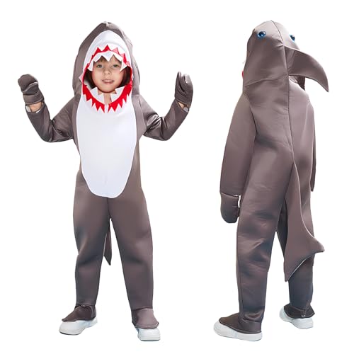 XehCaol Hai Kostüm für Kinder Shark Costume Haikostüm Shark Hoodie Hai Overall Halloween Karneval Party Cosplay (shark for kids, L) von XehCaol