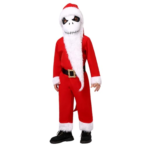 XehCaol Jack Kostüm für Kinder Nightmare Christmas Kinder Santa Kostüm Jumpsuit mit Maske und Mütze Halloween Kostüm Cosplay (Rot, L/8-10Y) von XehCaol