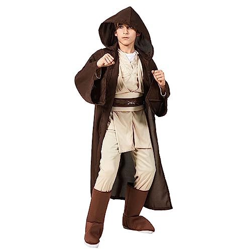 XehCaol Jedi Kostüm Kinder Jungen Mittelalter Tunika mit Kapuze Umhang Halloween Cosplay (Kinder, M) von XehCaol