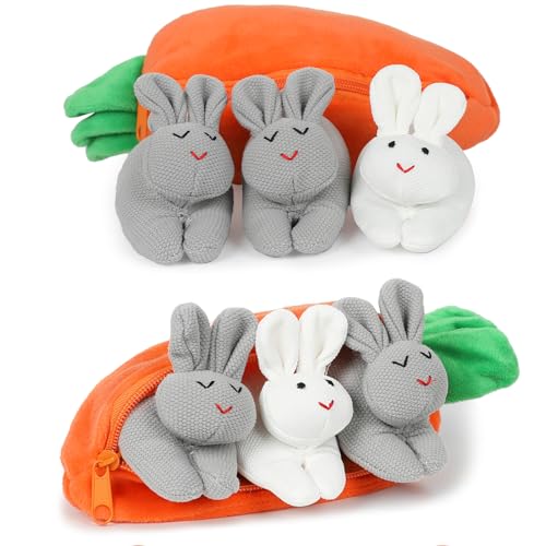 XehCaol Kuscheltier Hase Osterhase Plüschtier Karotte Plüschtier Karotte Hase Plüschpuppe Hase Plüschtier Verstecken (Grau und Weiß) von XehCaol