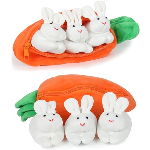 XehCaol Kuscheltier Hase Osterhase Plüschtier Karotte Plüschtier Karotte Hase Plüschpuppe Hase Plüschtier Verstecken (Weiß) von XehCaol