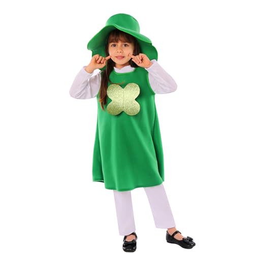 XehCaol Mädchen St. Patrick's Day Kostüm mit Hut Irischer Feiertag St. Patrick Kostüm Kleid für Mädchen (Style A, L/130) von XehCaol