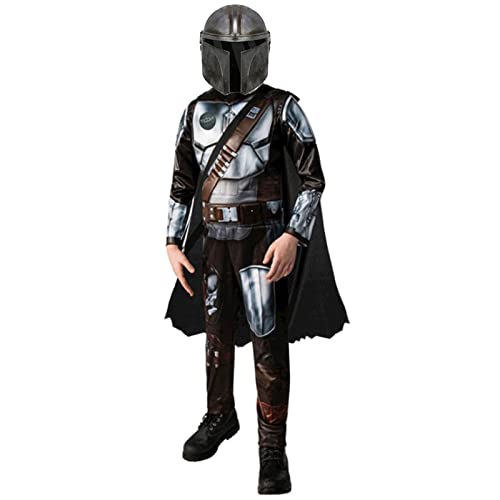 XehCaol Mandalorian Kostüm Kinder Mit Helm Jungen Cosplay Umhang Overall Outfit für Jungen Halloween Party (mit helm, M(7-8years)) von XehCaol