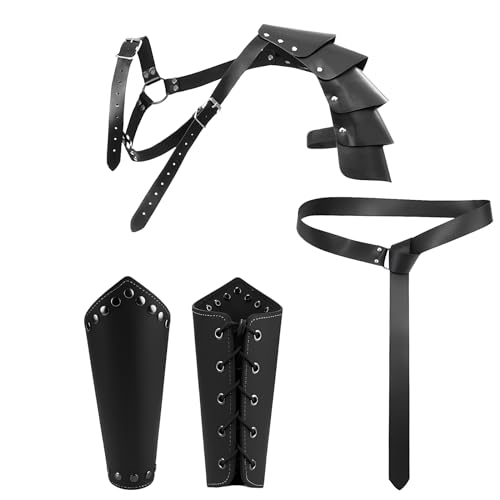 XehCaol Mittelalter Ritter Kostüm Accessoires Set Inklusive Umhang Armschienen Rüstung and Gürtel für Herren,Renaissance Halloween Kostüm (style A) von XehCaol