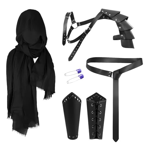 XehCaol Mittelalter Ritter Kostüm Accessoires Set Inklusive Umhang Armschienen Rüstung and Gürtel für Herren,Renaissance Halloween Kostüm (style C) von XehCaol