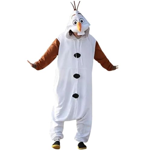 XehCaol Olaf Kostüm für Erwachsene Kinder Weiß Schneemann Onesie Relax Fasching Karneval Halloween Costume Cosplay (Adult, L) von XehCaol