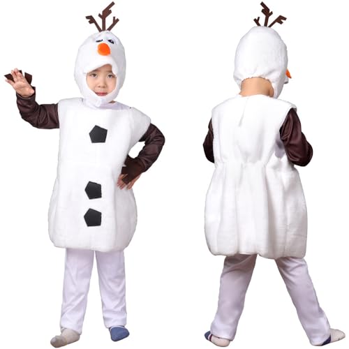 XehCaol Olaf Kostüm für Erwachsene Kinder Weiß Schneemann Onesie Relax Fasching Karneval Halloween Costume Cosplay (Kids, S) von XehCaol