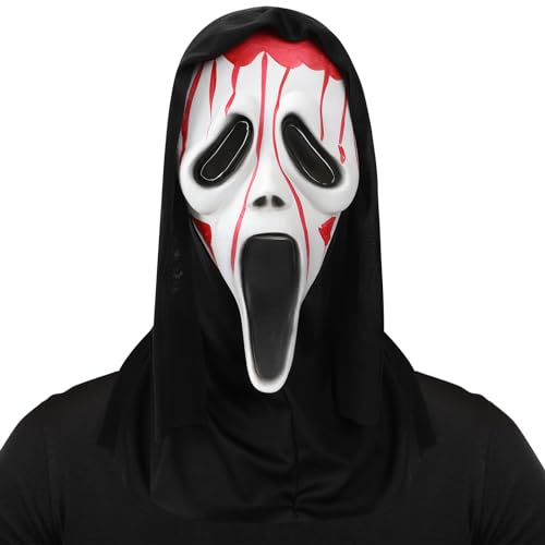 XehCaol Scream Maske,Ghostface Maske,Halloween Scary Movie Schrei Scream Mask Ghostface Kostüm Props (Bluten Maske) von XehCaol