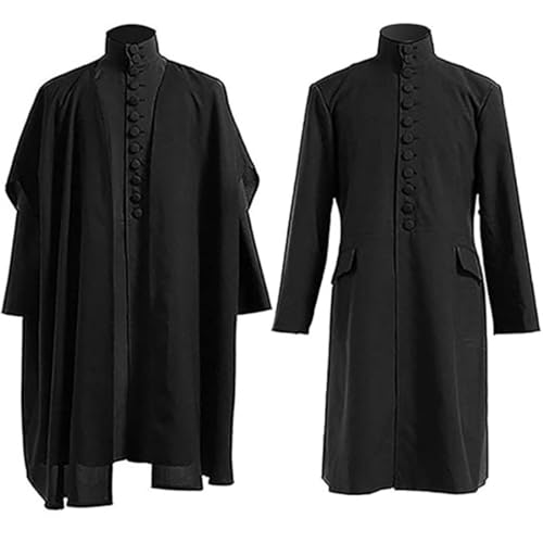 XehCaol Snape Kostüm für Erwachsene mit Maske,Halloween Wizard Deluxe Robe Kostüm Mittelalter Cosplay Costume Props (Snape Set, 2XL) von XehCaol