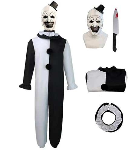 XehCaol Terrifier Kostüm,Art the Clown Kostüm Mit Horror Clown Maske Halloween Maske Cosplay Kostüm Props für Kinder (kids, 150(11-12years)) von XehCaol