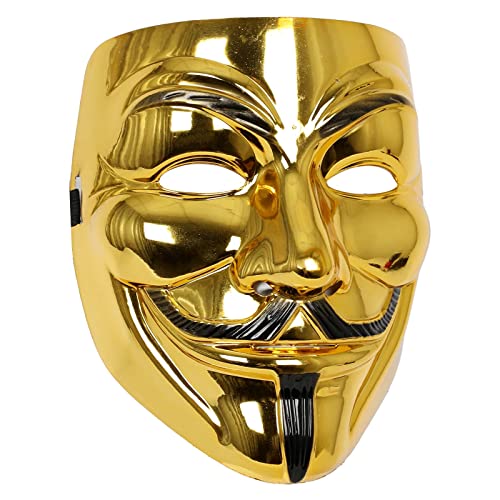 XehCaol Vendetta Maske，V Wie Vendetta Hacker Masken Halloween Masks，Guy Fawkes Maske Cosplay Props Kostüm Herren (Gold) von XehCaol