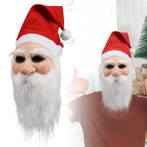 XehCaol Weihnachtsmann Maske Weihnachtsmütze Bart Maske Nikolaus Maske für Erwachsene Weihnachtsmann Kostüm Requisiten (Maske C) von XehCaol