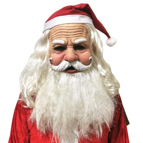 XehCaol Weihnachtsmann Maske Weihnachtsmütze Bart Maske Nikolaus Maske für Erwachsene Weihnachtsmann Kostüm Requisiten (Maske E) von XehCaol