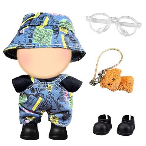5 Stück Kleidung für 17cm Plüsch Puppen, 17cm Modische Plüsch Puppen Zubehör mit Blauer Trendiger Overall + Schwarzes Oberteil + Mütze + Schuhe + Welpe (Ohne Puppe) 5 Stück Kleidung für 17cm Plüsch Puppen, 17cm Modische Plüsch Puppen Zubehör mit Blauer Trendiger Overall + Schwarzes Oberteil + Mütze + Schuhe + Welpe (Ohne Puppe) von Xerteam