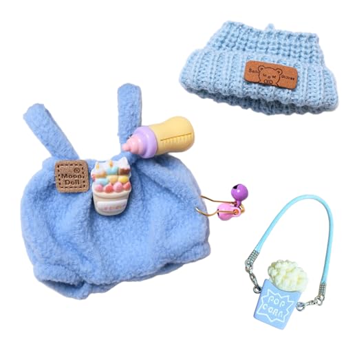 Xerteam 3 Stück 17cm Plüsch Kleidung für Puppen, Blau Overall mit Milchflaschenclip + Popcorn-Anhänger + Plüschhut, Mode Puppenkleidung und Zubehör für DIY Puppen Geschenke Xerteam 3 Stück 17cm Plüsch Kleidung für Puppen, Blau Overall mit Milchflaschenclip + Popcorn-Anhänger + Plüschhut, Mode Puppenkleidung und Zubehör für DIY Puppen Geschenke von Xerteam