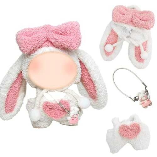 17cm Plüsch Puppenkleidung, 17cm Hasen-Strampelanzug, 17cm Mini Plüsch Puppe Kleidung mit Weiße Hasenmütze Schleife Weißer Overall und Hasentasche, Geschenke(Ohne Puppe) 17cm Plüsch Puppenkleidung, 17cm Hasen-Strampelanzug, 17cm Mini Plüsch Puppe Kleidung mit Weiße Hasenmütze Schleife Weißer Overall und Hasentasche, Geschenke(Ohne Puppe) von Xerteam