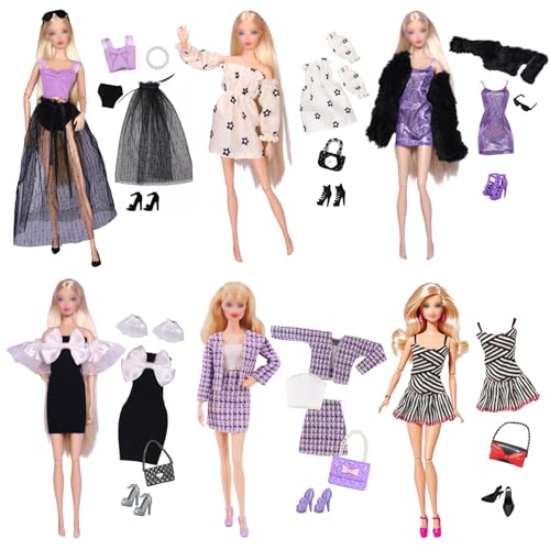 18 Stück Kleidung und Zubehör für 11,5 Zoll Puppen, Kompatibel mit Barbie, Exquisiter Stil mit 1 Lila Strapsrock 1 Modisches Gazerock 1 Elegantes Lila Karo Set 3 Kleid 2 Zubehör 4 Taschen 6 Schuhe 18 Stück Kleidung und Zubehör für 11,5 Zoll Puppen, Kompatibel mit Barbie, Exquisiter Stil mit 1 Lila Strapsrock 1 Modisches Gazerock 1 Elegantes Lila Karo Set 3 Kleid 2 Zubehör 4 Taschen 6 Schuhe von Xerteam
