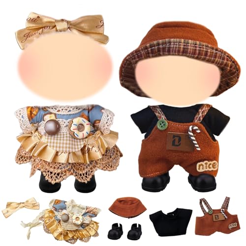 Xerteam 2 Sets Kleidung für 17cm Plüschpuppen, 17cm Plüsch Puppen Kleidung mit Kleid + Haarnadel mit Schleife + Top + Roten Overall + Karierte Mütze, Geschenk Kinder Ohne Puppe Xerteam 2 Sets Kleidung für 17cm Plüschpuppen, 17cm Plüsch Puppen Kleidung mit Kleid + Haarnadel mit Schleife + Top + Roten Overall + Karierte Mütze, Geschenk Kinder Ohne Puppe von Xerteam