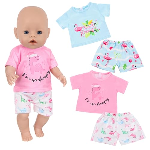 2 Sets Puppenkleidung für 35-45cm Babypuppen, Baby Puppen Pyjama Kleidung Tierthema, 14-18 Zoll, Rosa Dinosaurier Puppen Outfit für Jungen Mädchen Geschenk 2 Sets Puppenkleidung für 35-45cm Babypuppen, Baby Puppen Pyjama Kleidung Tierthema, 14-18 Zoll, Rosa Dinosaurier Puppen Outfit für Jungen Mädchen Geschenk von Xerteam