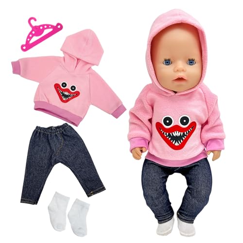 Baby Puppen Puppenkleidung 35-43 cm, Kleidung Outfits für Baby Puppen, 1 Animal Element Kapuzensweatshirt+ 1 blau Hose + 1 Paar Socken +1 Hänger, Puppenkleidungsset für Kinder Mädchen Jungen (Rosa) Baby Puppen Puppenkleidung 35-43 cm, Kleidung Outfits für Baby Puppen, 1 Animal Element Kapuzensweatshirt+ 1 blau Hose + 1 Paar Socken +1 Hänger, Puppenkleidungsset für Kinder Mädchen Jungen (Rosa) von Xerteam