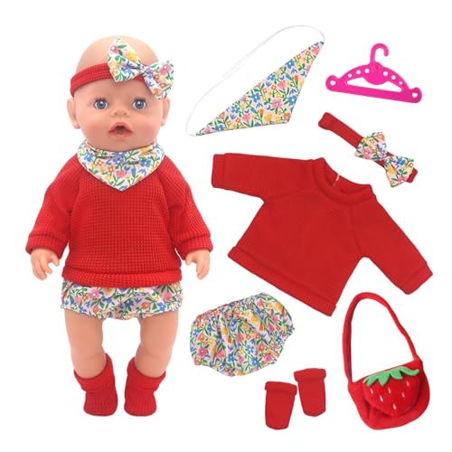 7 Stück Kleidung Outfits für 14-18 Zoll Baby Puppen, 35-43cm Baby Puppenkleidung Outfits 1 Rotes Langarmshirt 1 Shorts 1 Haarband 1 Kleiderbügel 1 Erdbeeranhänger 1 Socken 1 Lätzchen mit Blumenmuster 7 Stück Kleidung Outfits für 14-18 Zoll Baby Puppen, 35-43cm Baby Puppenkleidung Outfits 1 Rotes Langarmshirt 1 Shorts 1 Haarband 1 Kleiderbügel 1 Erdbeeranhänger 1 Socken 1 Lätzchen mit Blumenmuster von Xerteam