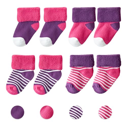 4 Paar Puppensocken, für Puppen über 20 Zoll, 2 gestreifte Puppensocken und 2 zweifarbige Puppensocken haben 4 Arten, Puppensocken Puppenzubehör für 20-22 Zoll Puppe, Mädchen Jungen Babypuppen von Xerteam