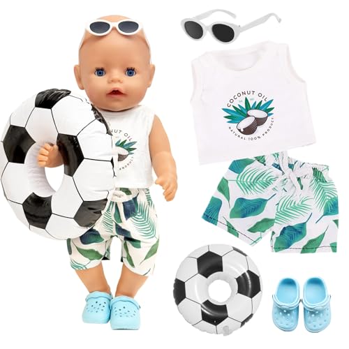5-teilige Babypuppen Kleidung für 14-16 Zoll große Puppen, Babypuppen Badeanzug Outfit, Badeanzug + Badehose + Schwimmring + Brille + Hausschuhe, Schwimm Puppenkleidung 43 cm, Geschenk für Kinder 5-teilige Babypuppen Kleidung für 14-16 Zoll große Puppen, Babypuppen Badeanzug Outfit, Badeanzug + Badehose + Schwimmring + Brille + Hausschuhe, Schwimm Puppenkleidung 43 cm, Geschenk für Kinder von Xerteam