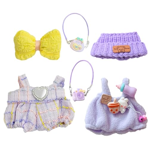 Xerteam Puppenkleidung für 17cm Plüschpuppe, 6 Stück Lila Overalls Kopfbedeckungen & Taschen für 17 cm Puppen, Plüsch Puppenzubehör Süßes süßes Outfit (Ohne Puppe) Xerteam Puppenkleidung für 17cm Plüschpuppe, 6 Stück Lila Overalls Kopfbedeckungen & Taschen für 17 cm Puppen, Plüsch Puppenzubehör Süßes süßes Outfit (Ohne Puppe) von Xerteam