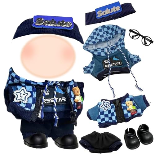 17cm Plüsch Puppenkleidung, 17cm Plush Pullover Hoodie Bekleidung, Modisches blau Kariertes Puppenkleidungsset, 17cm Passende Kleidung für Plüsch Puppen(ohne Puppe) 17cm Plüsch Puppenkleidung, 17cm Plush Pullover Hoodie Bekleidung, Modisches blau Kariertes Puppenkleidungsset, 17cm Passende Kleidung für Plüsch Puppen(ohne Puppe) von Xerteam