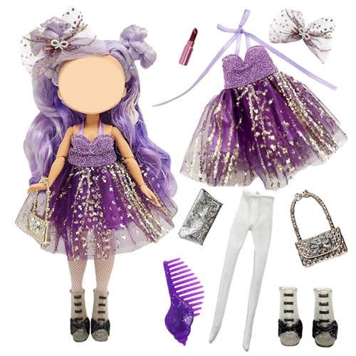 Fashion Packs for 28cm Fashion Dolls, Sparkling Fashion Pack Included Full Outfit, Shoes, Jewellery and Lipstick Play Accessories, Sweet Doll Clothes and Accessories, Great for Ages 4-12 Years von Xerteam