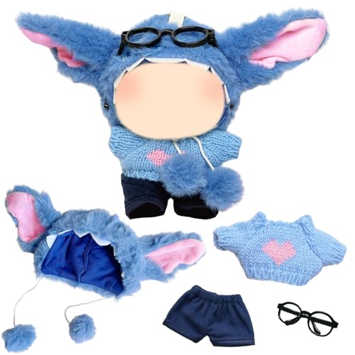 Xerteam Kleidung für 17cm Plüschpuppe, 4 Stück Blauer Hund Kopfbedeckung Pullover Hose Brille, Plüsch Puppe Zubehör Kleidungsset, Junge und Mädchen(Ohne Puppe) Xerteam Kleidung für 17cm Plüschpuppe, 4 Stück Blauer Hund Kopfbedeckung Pullover Hose Brille, Plüsch Puppe Zubehör Kleidungsset, Junge und Mädchen(Ohne Puppe) von Xerteam