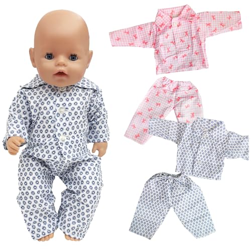2 Sets 14-18 Zoll Puppen Kleidung, 35–45 cm Große Puppen Pyjamas, Süße Babypuppenkleidung, Puppen Zubehör Set, EIN Set mit Blauem Muster + EIN Set mit Rosa Puppenpyjamas mit Schleife 2 Sets 14-18 Zoll Puppen Kleidung, 35–45 cm Große Puppen Pyjamas, Süße Babypuppenkleidung, Puppen Zubehör Set, EIN Set mit Blauem Muster + EIN Set mit Rosa Puppenpyjamas mit Schleife von Xerteam