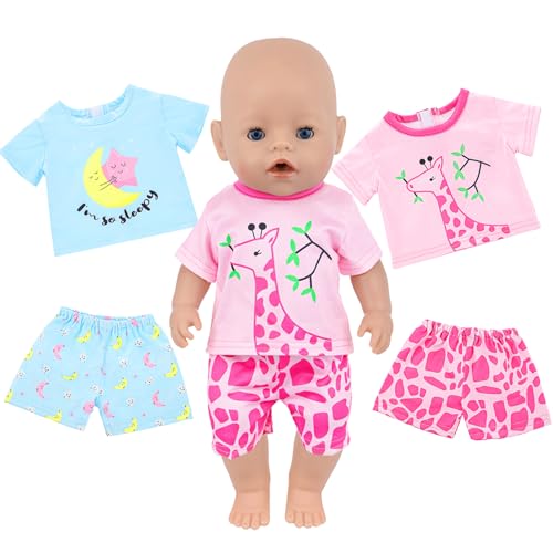 Baby Puppenkleidung für 14-18 Zoll Babypuppen, 35-45cm Pyjama Kleidung Outfits für Baby Puppen, Kleidung Pyjama mit Stern- und Mondmuster Giraffenpyjama für 43 cm Puppen, Geschenk für Kinder Baby Puppenkleidung für 14-18 Zoll Babypuppen, 35-45cm Pyjama Kleidung Outfits für Baby Puppen, Kleidung Pyjama mit Stern- und Mondmuster Giraffenpyjama für 43 cm Puppen, Geschenk für Kinder von Xerteam