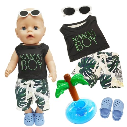 Puppen Badeanzug für 35-43cm Baby Puppen, Schwimm-Set Puppenkleidung mit Badeanzug + Badehose + Kokosbaum Schwimmring + Sonnenbrille + Hausschuhe für 14-18 Zoll Puppen Jungen Mädchen Geschenke Puppen Badeanzug für 35-43cm Baby Puppen, Schwimm-Set Puppenkleidung mit Badeanzug + Badehose + Kokosbaum Schwimmring + Sonnenbrille + Hausschuhe für 14-18 Zoll Puppen Jungen Mädchen Geschenke von Xerteam