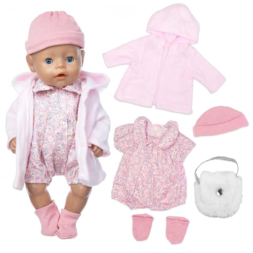 Puppenkleidung Hüte Zubehör für 14-16 Zoll Baby Puppen, 30-45cm Neue Baby Puppen Outfits Overall Mantel Plüschtasche Socken, Baby Puppenkleidung Outfit Zubehör für Mädchen/Jungen Geburtstagsgeschenke von Xerteam